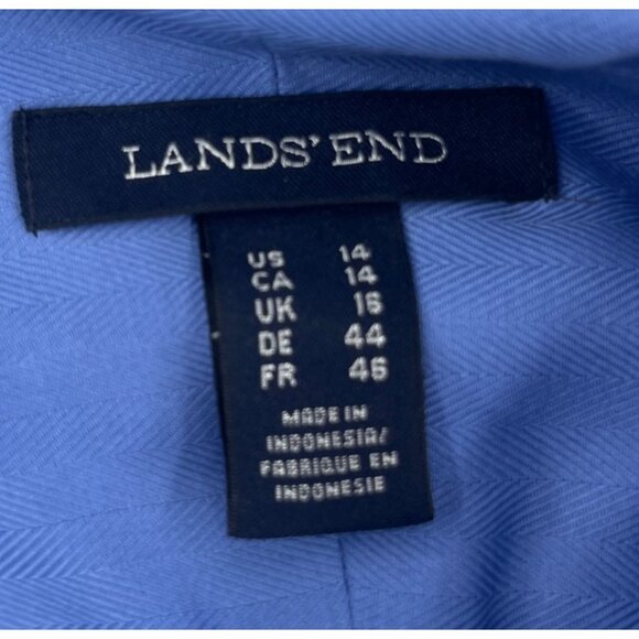 Lands' End Women's Blue Button-Up Shirt Size 14 Long Sleeve - Picture 2 of 4